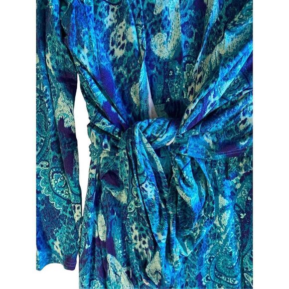 Liz Lange  two piece blue and green V-neck midi dress with jacket size PS - Picture 3 of 4